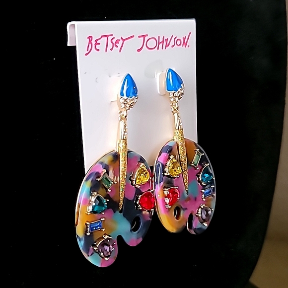 New! BETSEY JOHNSON Back To School Color Me Happy Artist Pallette Earrings. - Picture 9 of 11